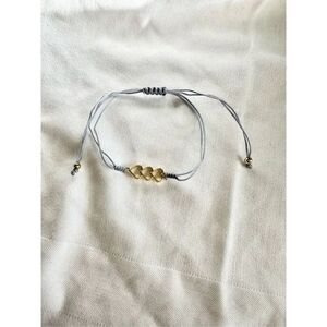 Triple heart gold and grey friendship bracelet
